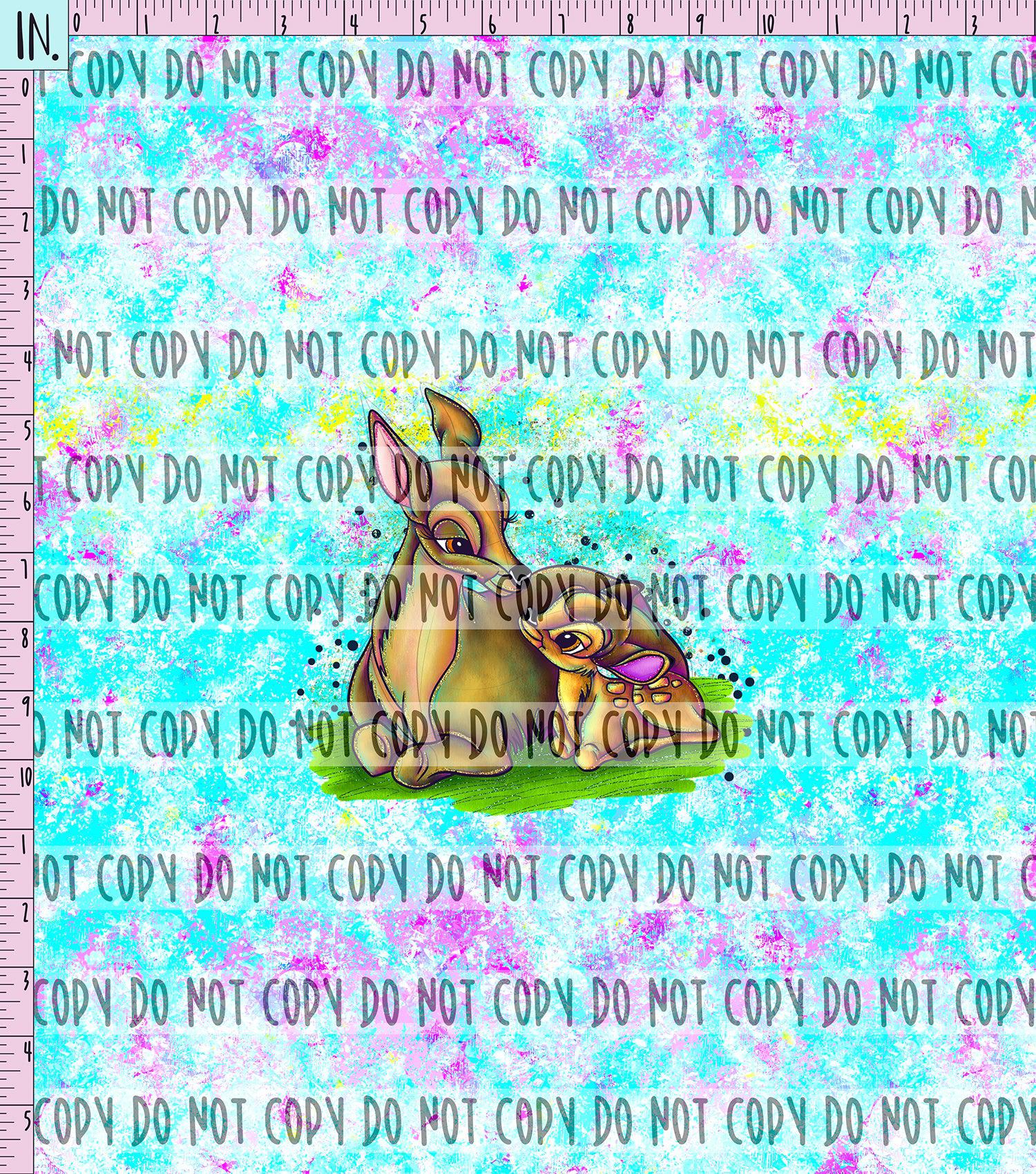 RETAIL PANEL Forest Deer & Mom (Blue)