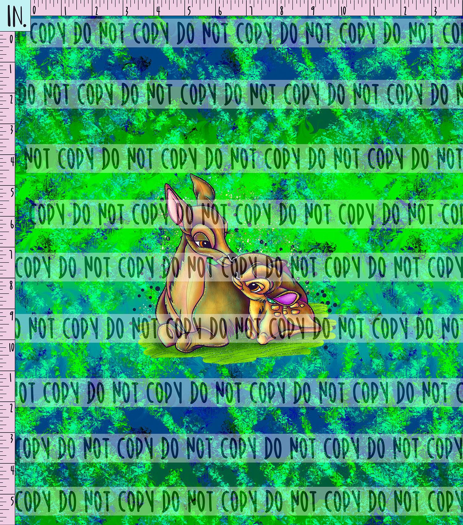 RETAIL PANEL Forest Deer & Mom (Green)