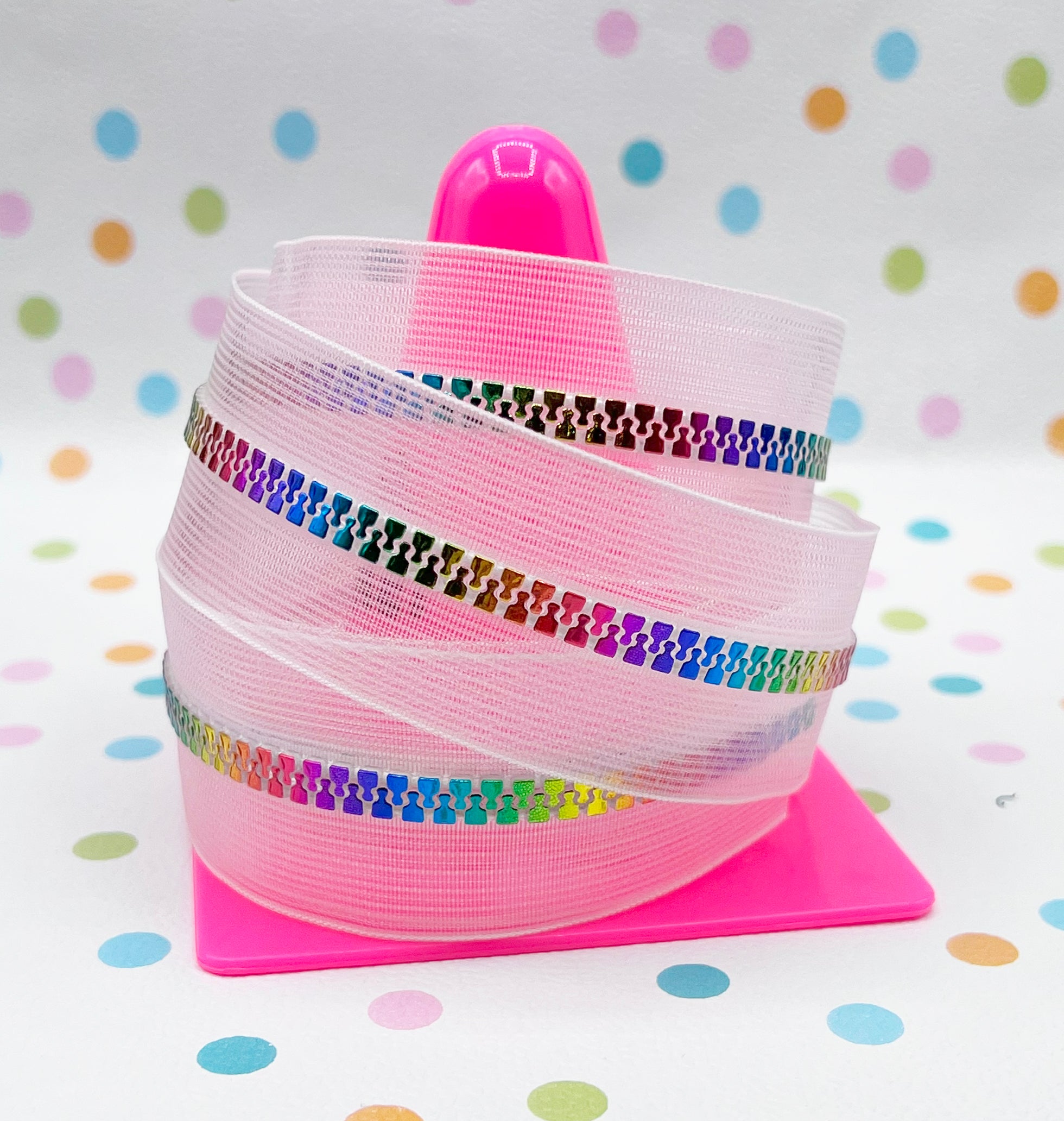 RETAIL ZIPPER TAPE Clear w/Rainbows